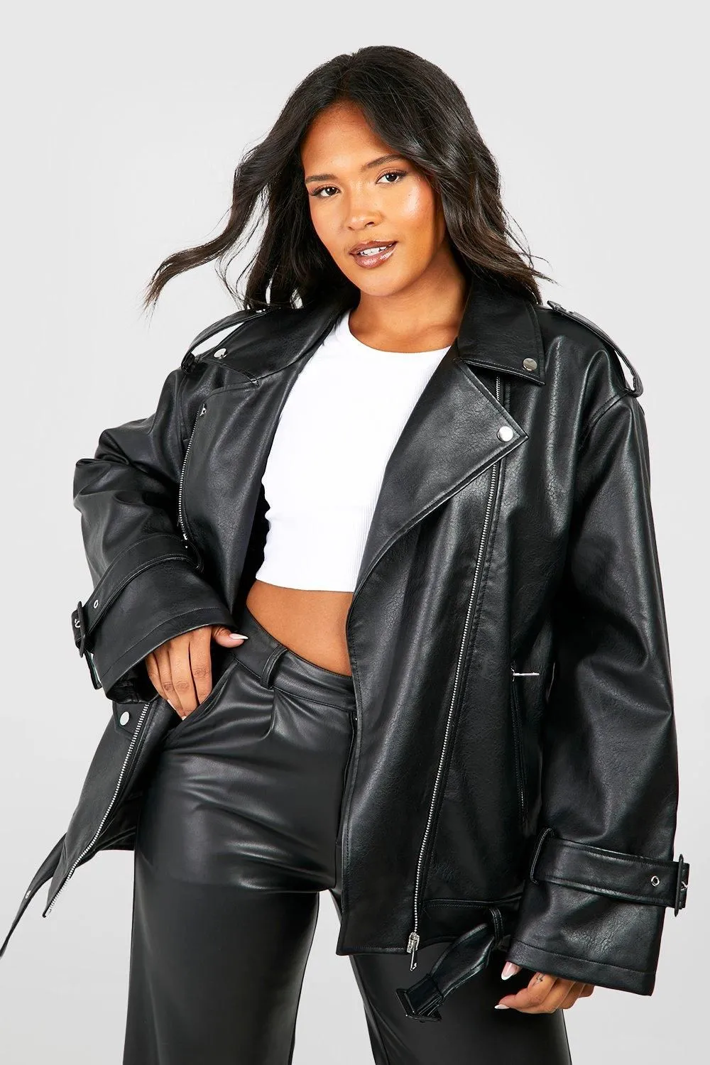 Plus Belted Biker Jacket