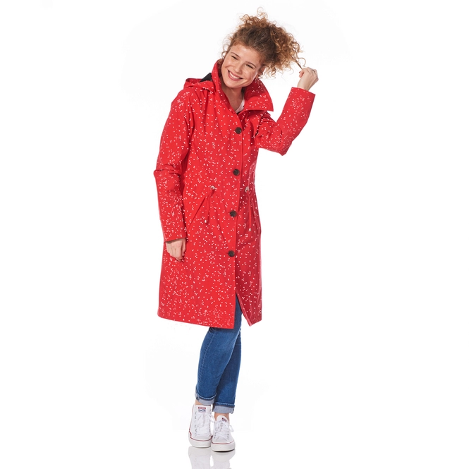 Raincoat Happy Rainy Days Coat Rachel Dot Red Off White