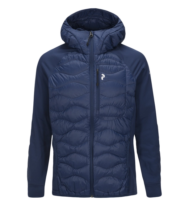 Winter Jacket Peak Performance Men Helium Hybrid Hooded Thermal Blue