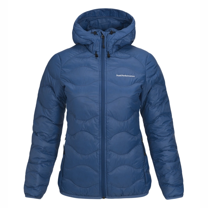 Winter Jacket Peak Performance Women Helium Hooded Stream Blue