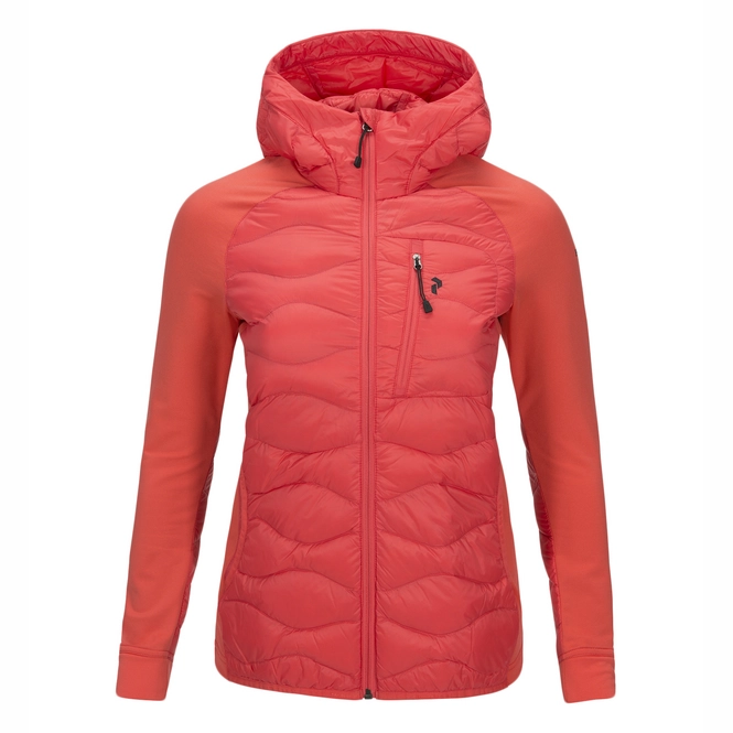 Winter Jacket Peak Performance Women Helium Hybrid Hooded Pink Flow